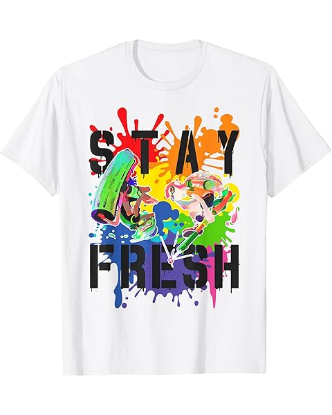 Splatoon Pride Stay Fresh Rainbow Paint Splat Graffiti Art T-Shirt