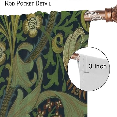 Miniatura 106 de Retro 70s Floral Blackout Window Curtains, Watercolor Flower Plant Rustic Modern Style Pattern Window Drapes, for Bedroom Living Room 42x45in 2