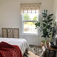 Vista 7 de Cortinas bohemias de macramé para ventanas, cenefa de macramé para dormitorio, sala de estar, decoración bohemia para colgar en la pared, 1 panel