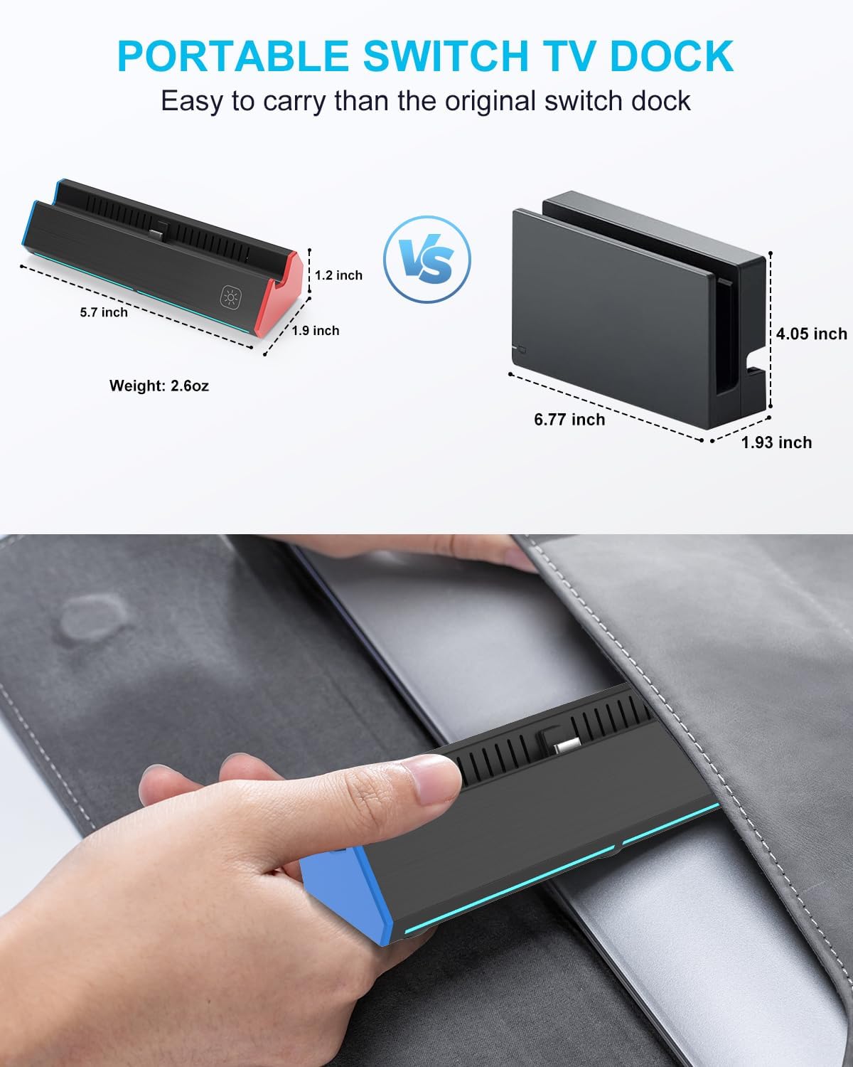 TV Dock Station for Nintendo Switch/OLED,Portable Switch Charging Docking Station for TV with 4K HDMI Adapter/Type C Port/USB Port, Switch Travel Mini Dock Work for Nintendo Switch Accessories, black