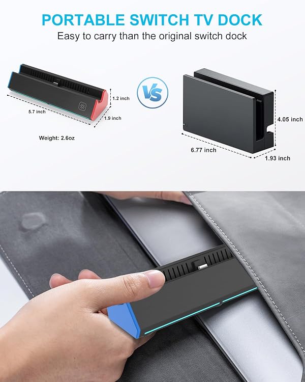 iPLYGAM Switch1 TV Dock with 1000Mbps Ethernet LAN Port/4K HDMI Port, Portable Switch Docking Station for Nintendo Switch/Switch OLED, Replacement Official Switch Dock Base Stand (NO Cable Included) by iPLYGAM - Image 7