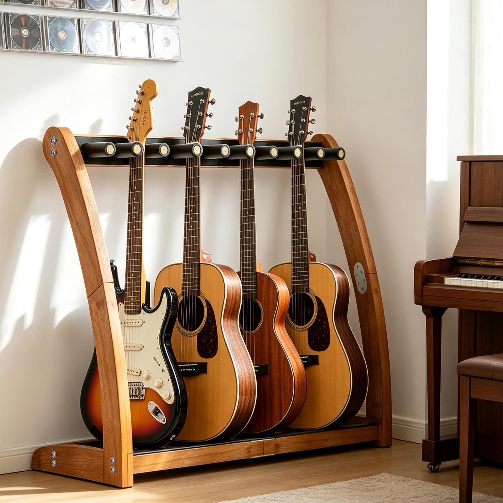 Support de guitare en bois de bambou pour studio et maison