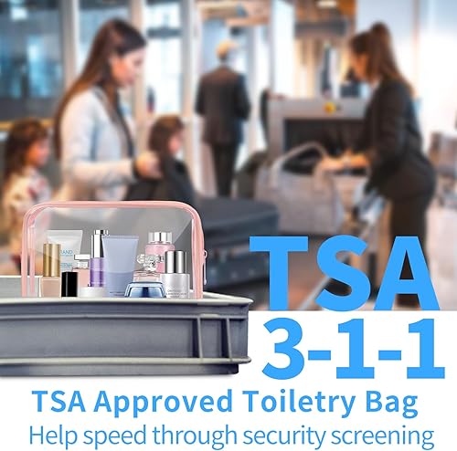 Miniatura 2 de DLEPGM Neceser de viaje transparente con cremalleras, paquete de 3 bolsas de maquillaje, bolsa de cosméticos aprobada por la TSA para artículos de