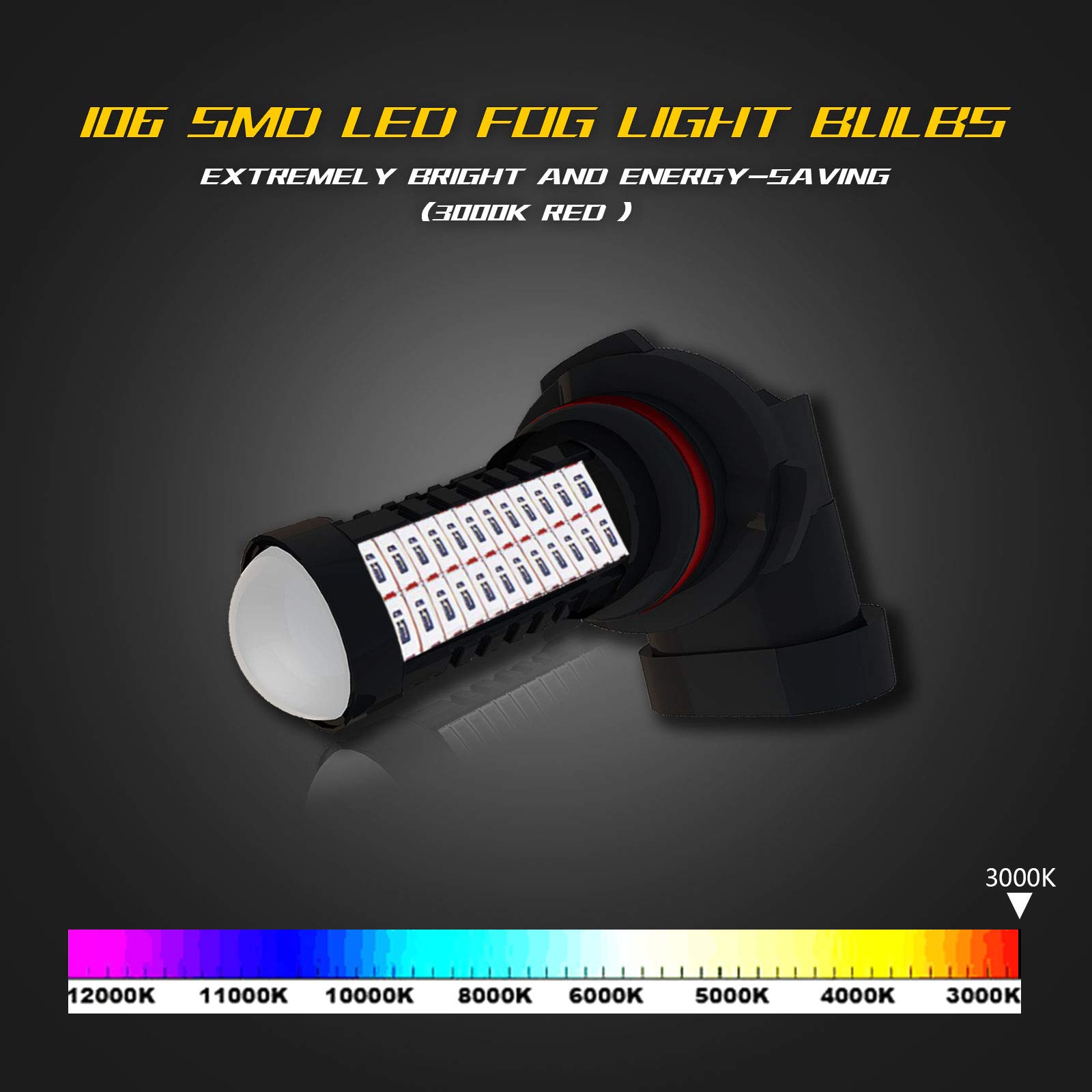 YaaGoo LED DRL Fog Lights,Replacement of Halogen HID,360 Degree Bright 9006 RED