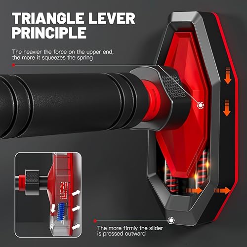 Miniatura 2 de Barra de dominadas para puerta, barra de entrenamiento de fuerza con medidor de nivel ajustable de 25.5 a 39.3 pulgadas de ancho, mecanismo de