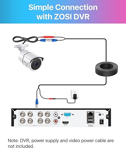 Miniatura 7 de ZOSI Cámara de seguridad CCTV CCTV de 2 MP 1080P HD-TVI con audio, micrófono integrado, IP66 resistente a la intemperie, visión nocturna, cámara de