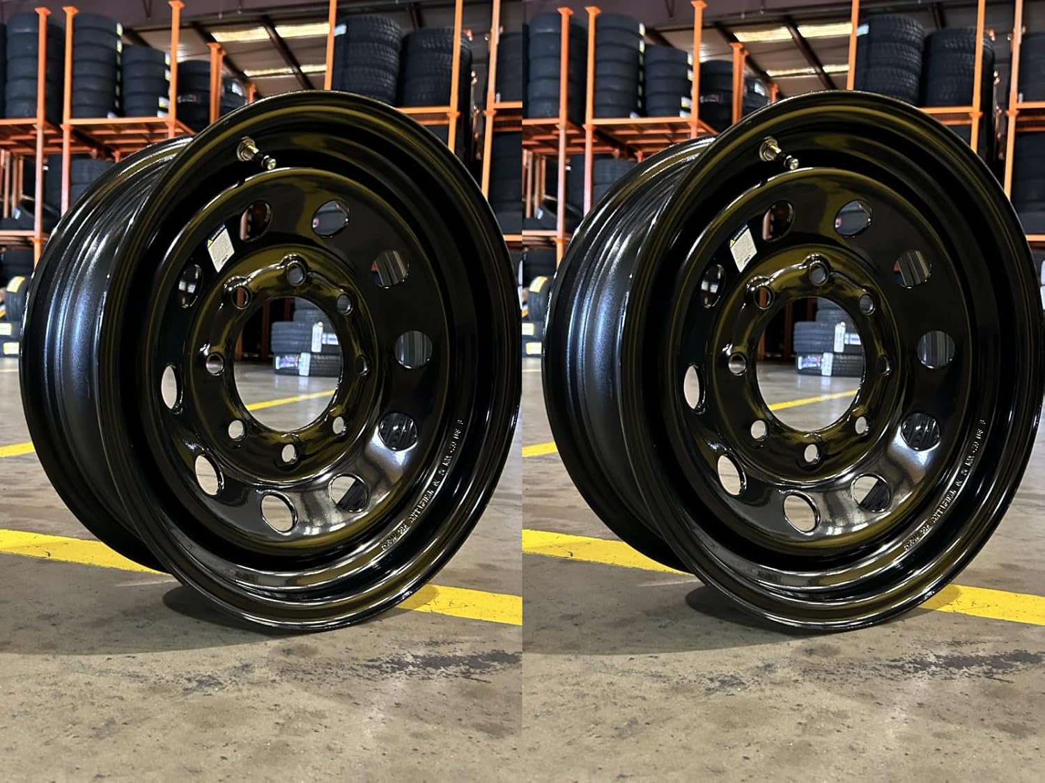 2PCS 16x6 Trailer Wheels 8 Lug 8x6.5 Black Modular Rim Steel 16 Inch Trailer Wheel 16x6K