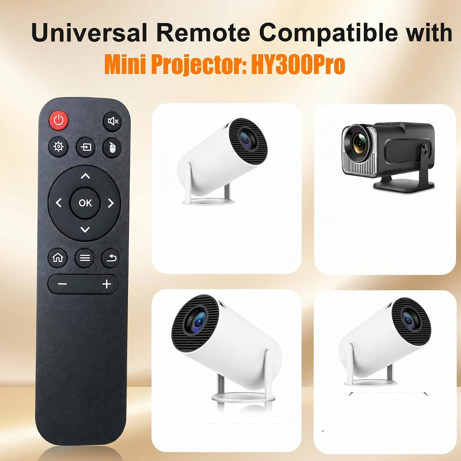 Original Replacement Remote Control for HY320/HY300/320mini Projector - Universal Compatible with Magcubic/Xgody/Aubor/Maypug/HIPPUS/Mentech Projectors, Infrared IR Remote with Buttons