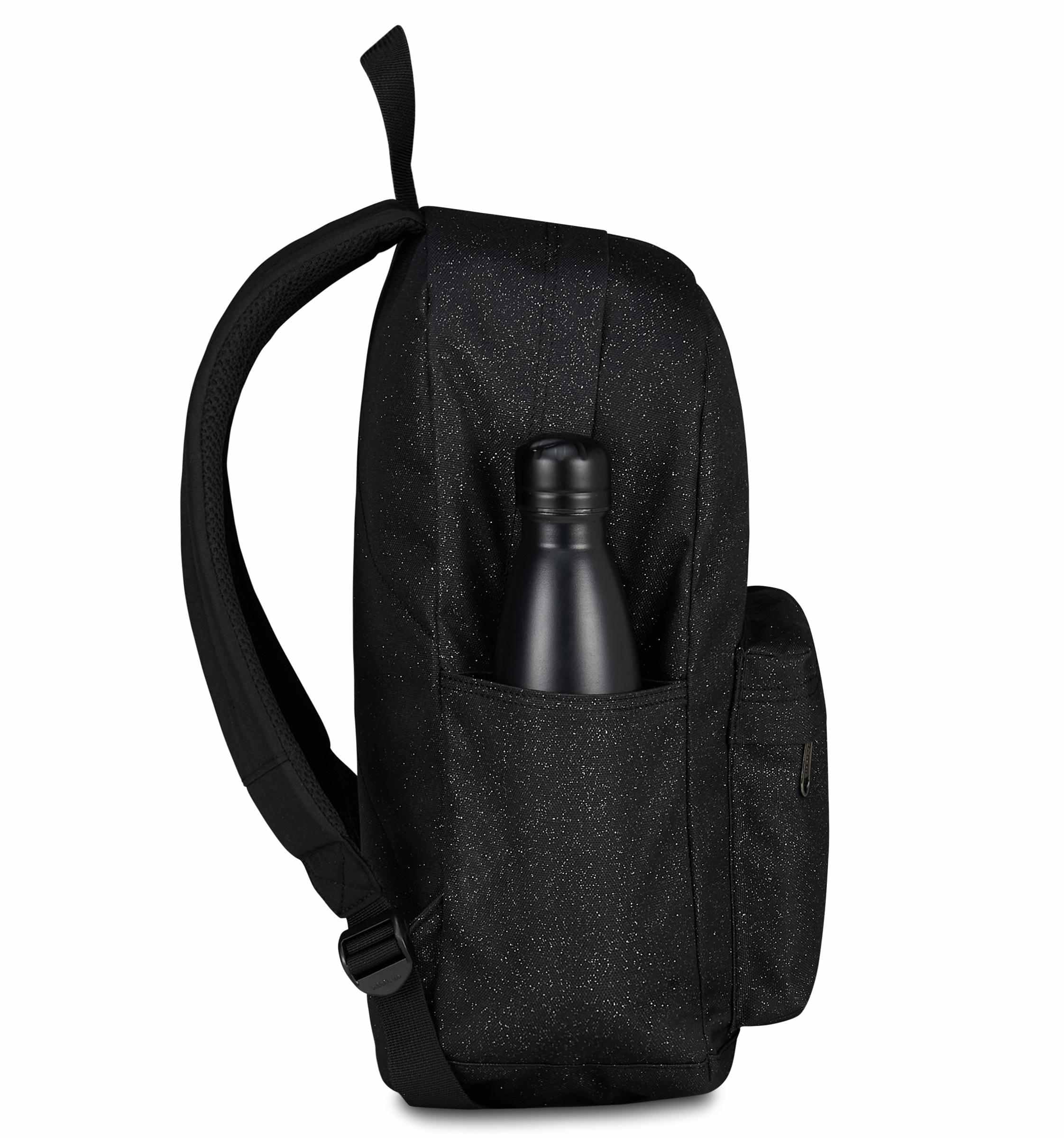 Invicta Zaino Scuola Carlson, Nero Scintillante, Mono Scomparto Con Tasca per PC e Tasca per Borraccia, 24 lt, Scuola Media e Superiore, Zaino Ragazza
