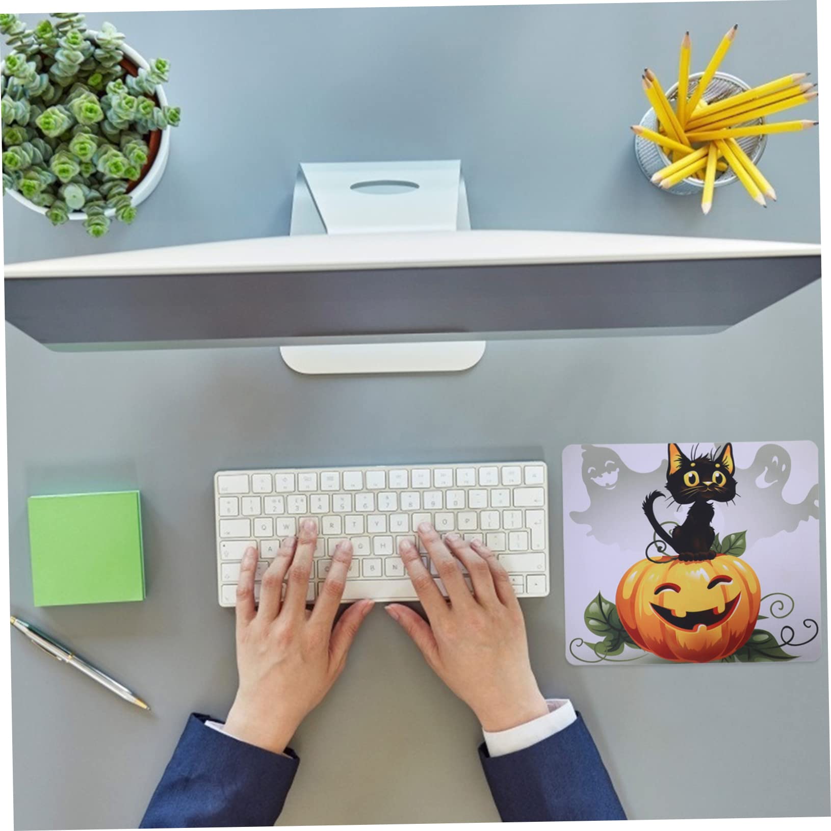 NUOBESTY Lot De 4 Tapis De Souris Antidérapants Motif Citrouille pour Ordinateur Portable Motif Halloween Taille 4 Pièces X 4