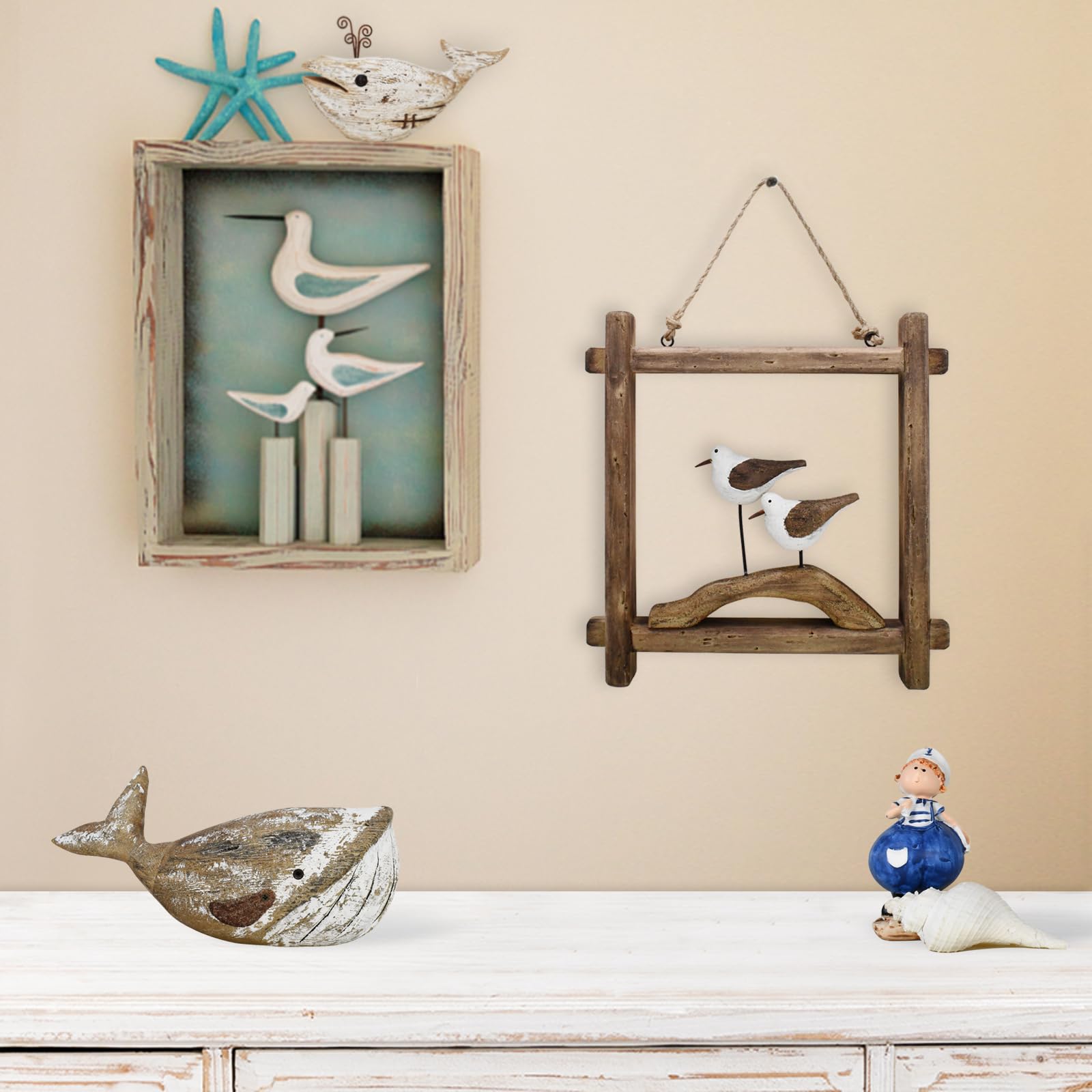 Ocean Bathroom Decor HINGTAI 3Pcs Wood Seagull Beach Wall Decor, Wall Art Beach  Decorations Nautical Self-adhesive Seagull Decorations Coastal Themed  Decors, Beach Seagull Beach Wall Art, image size:1600x1600
