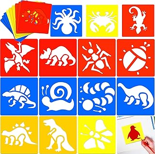 24 Pieces Stencils for Kids Sidewalk Chalk Stencil Large Animal Painting Stencils Washable Garden Stencils Dinosaur Insect Stencils Animal Template for Kids Toddlers Preschooler, 8 Inch and 6 Inch