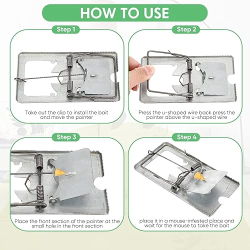 Miniatura 6 de Qualirey 24 trampas clásicas de metal para ratas, reutilizables, para ratones, humanitarias, efectivas, que funcionan para ratones en interiores y