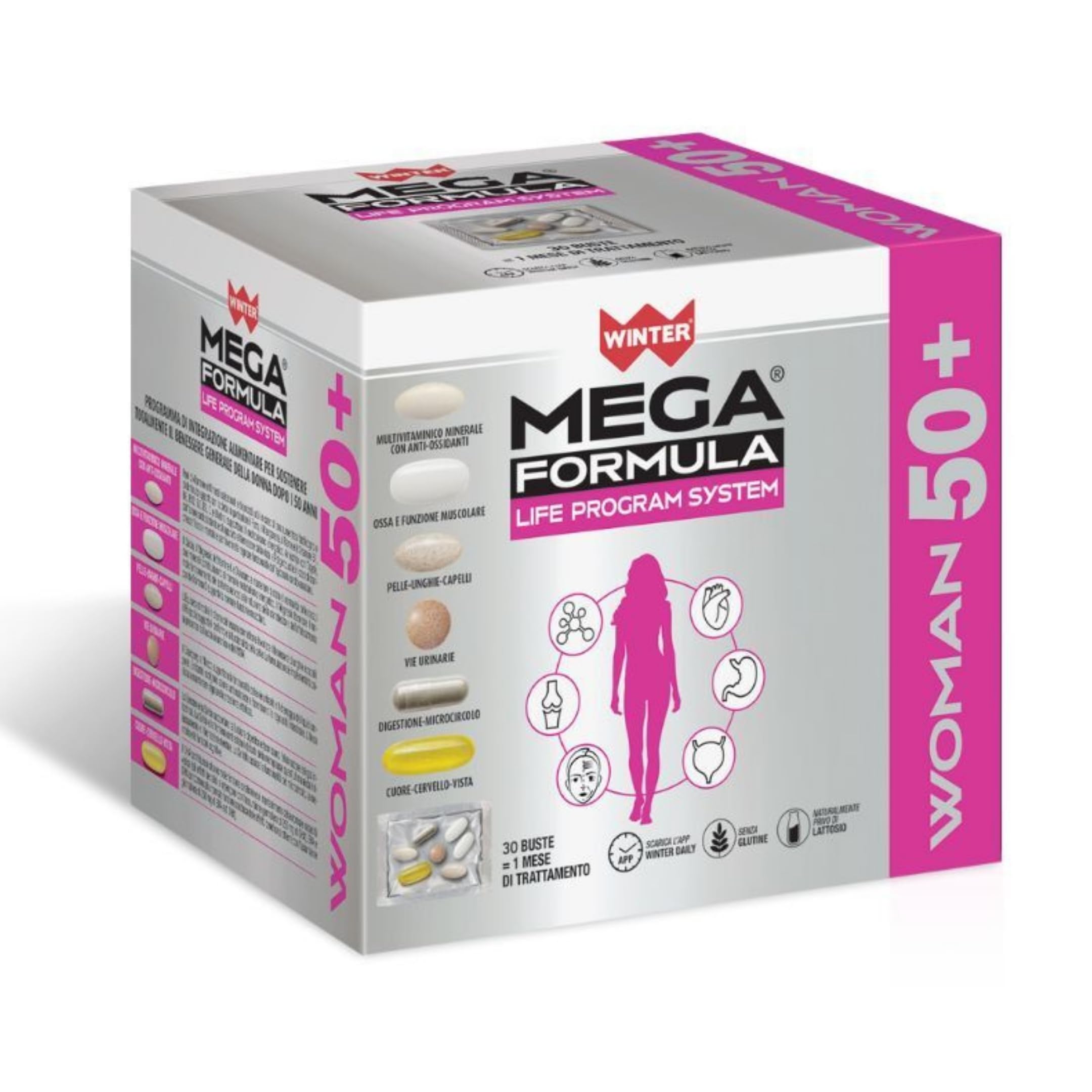 Winter Mega Formula Life Program Donna +50 - Multivitaminico Completo Bacopa Monnieri - Integratore Memoria Concentrazione, Crescita Capelli Veloce, Vitamine Donna Over 50-210 Compresse