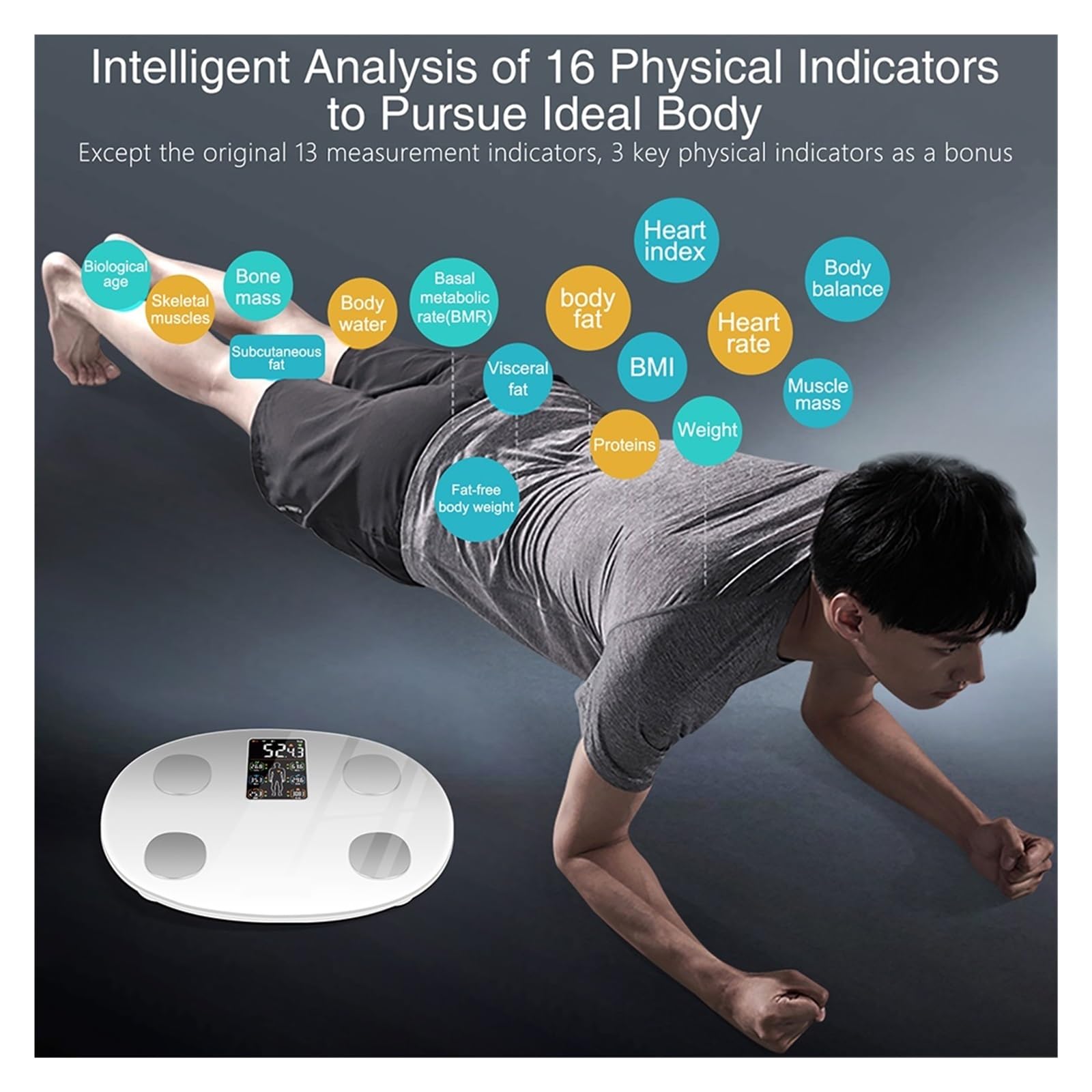 Báscula Digital De Peso Corporal Con Pantalla For Grasa BMI Baño Bluetooth Inteligente Preciso FáCil De Leer