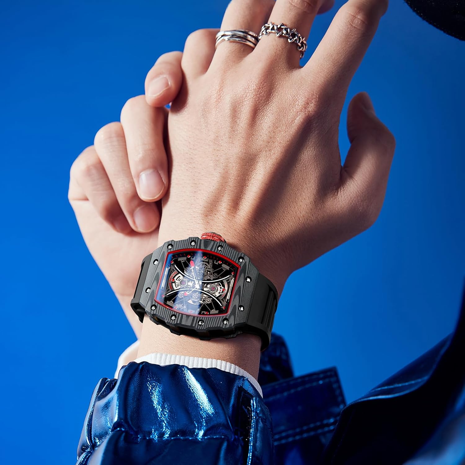 FEICE Men's Automatic Wrist Watch Sapphire Crystal Japanese Movement Skeleton Mechanical Watch Waterproof Sports Wristwatch - FM602