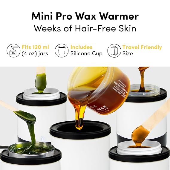 Parissa Mini Electric Hair Removal Wax Warmer for At-Home Waxing with Silicone Cup for All Hair Removal Waxes, Face, Bikini, Leg, and Body, Simple to Use