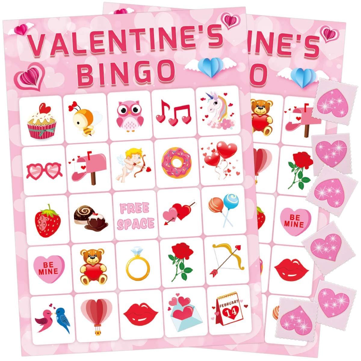 amazon-com-valentine-s-day-bingo-game-for-kids-24-players-valentine-party-game-toys-games for 24 Valentine Bingo Cards Free Printable Amazon.com: Valentine's Day Bingo Game for Kids 24 Players Valentine Party Game : Toys & Games for 24 Valentine Bingo Cards Free Printable