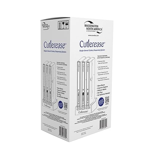 Miniatura 5 de WNA Cutlerease Starter Pack - Dispensador higiénico de cubiertos - Tenedor, cuchillo, cuchara gris grande