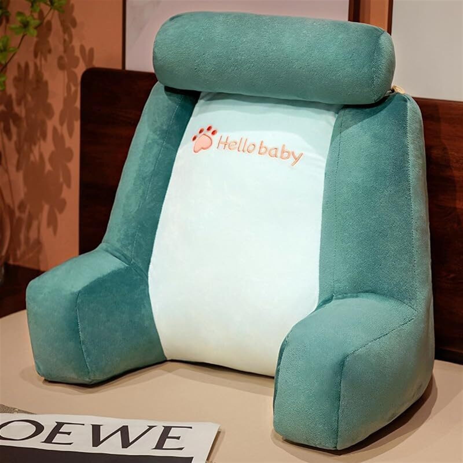 ZXGRfdefa reading pillow, Large Backrest Waist Pillows Triangle Reading Relax Sofa Support Leisure Cushions with(Green,40 * 45cm)