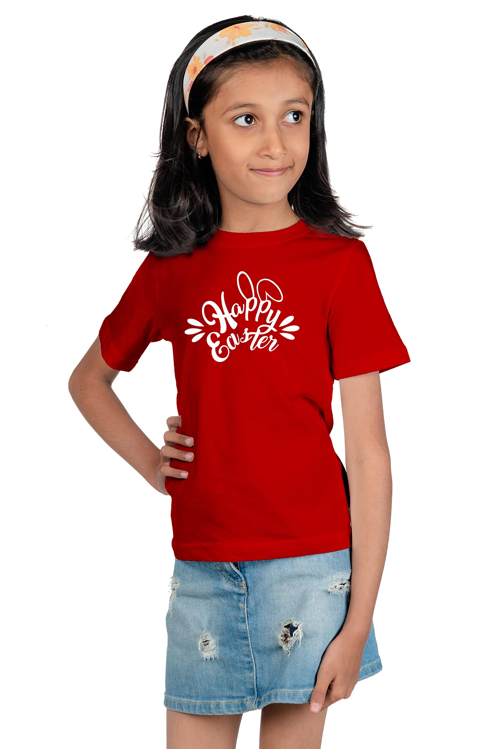 Chombooka Boys Happy Easter Printed T-Shirt | Cute Bunny Ear Graphic Tee for Kids | Soft Cotton Casual Wear | Festive Outfit for Easter Celebration Red 1