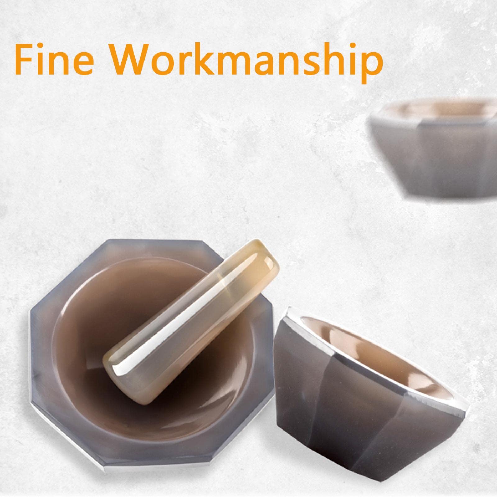 Ensemble de mortier et pilon en agate naturelle de meulage de laboratoire - Diamètre interne 60 mm