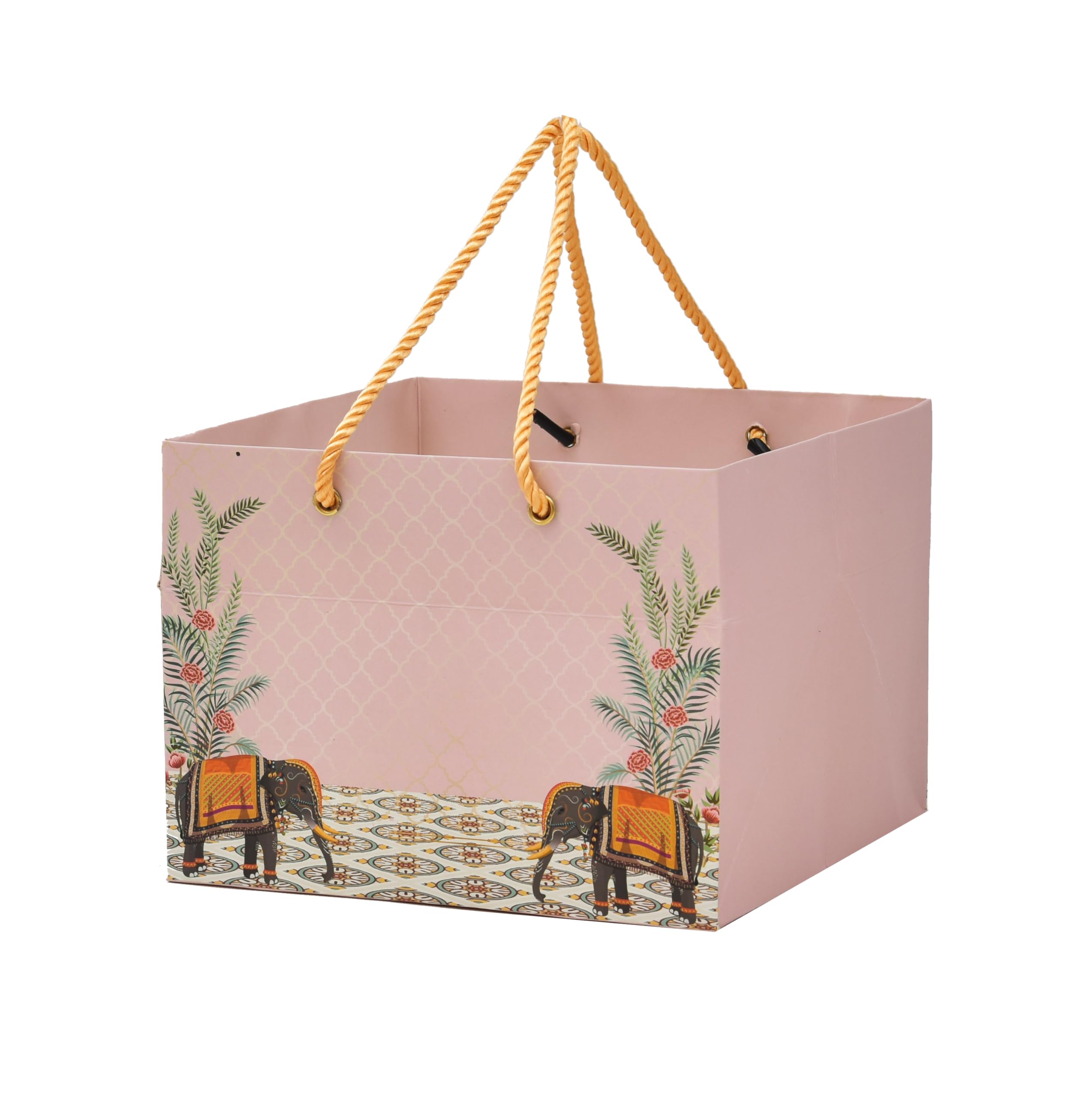 PPJ ® - PINK ELEPHANT WEDDING CARPET (10 Pcs.) (WEDDING HAMPER / SWEET BOX 500G / CAKE/ GHEVAR) PAPER CARRY BAG, 8 Inch X 8 Inch X 6 Inch for DIWALI/WEDDING/FUNCTION/BIRTHDAY/RETURN GIFTS/CHRISTMAS/GIFT BAGS/GIFT COVERS (Pack of 10) (B0DCZV2452) Amazon Price History, Amazon Price Tracker