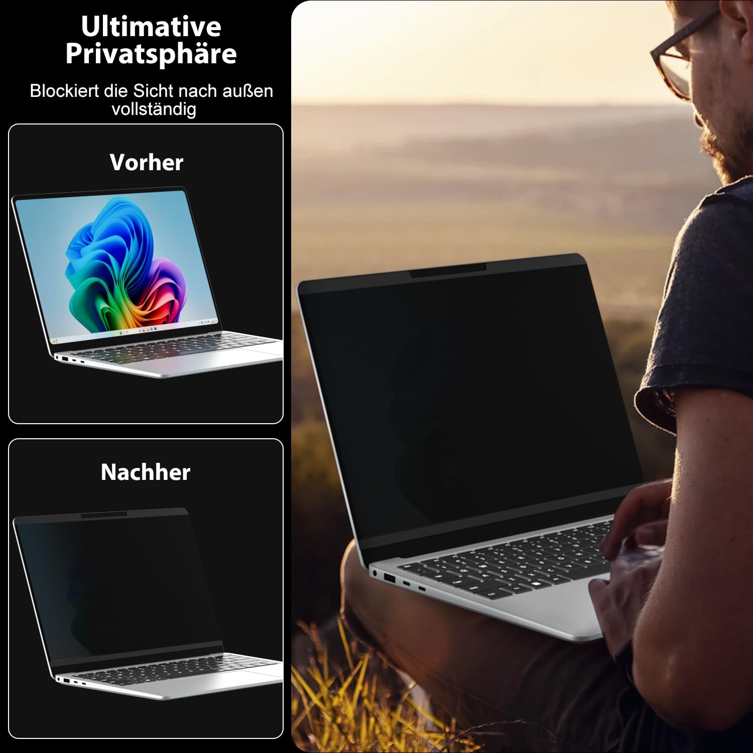 Pellicola protettiva magnetica per MacBook, pellicola protettiva rimovibile per la privacy con webcam per schermo anti-riflesso blu (13,5 pollici Surface Laptop)