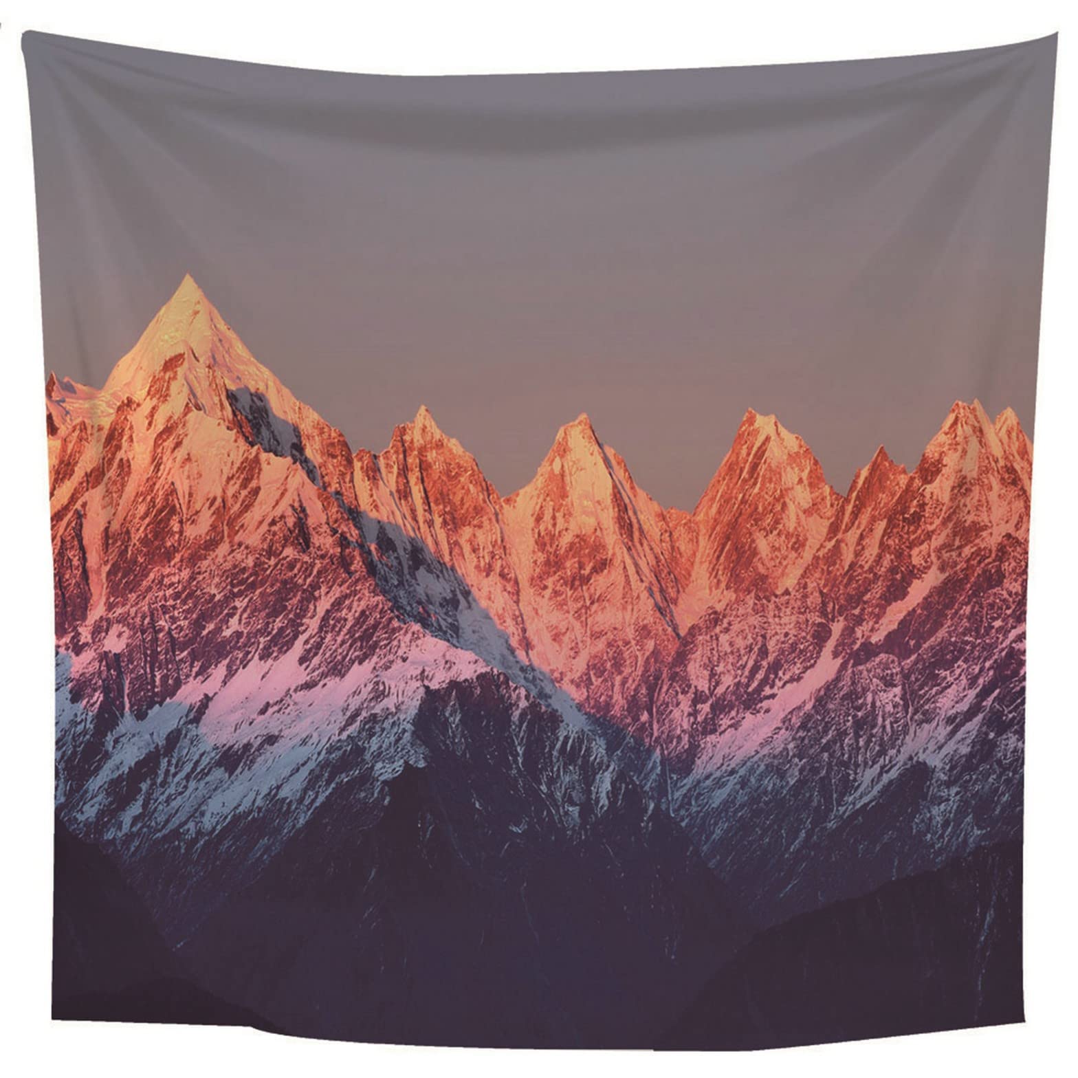 Chenlane Wandteppich Yoga Baumwolle Wand Teppiche Klein Schneeberglandschaft Wandteppich Orient Wandtuch Vorhang Wandbehang Dekoration Weiß Grau 350x250cm