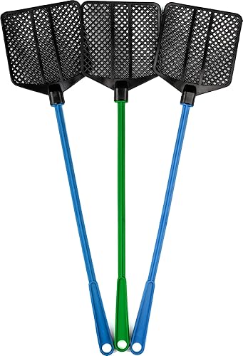 OFXDD Matamoscas de goma, paquete de matamoscas largo, matamoscas resistente, colores azul y verde (paquete de 3)