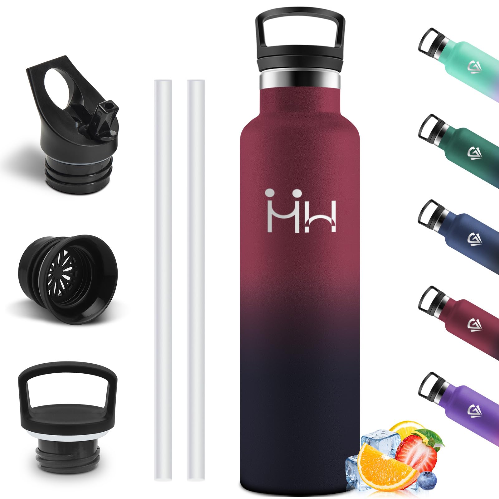 Motswedi 1 Litre Thermal Water Bottle, BPA-Free Stainless Steel, Double-Walled Thermal Drinking Bottle, Keeps Cold 24H, 12H Warm, Lightweight Stainless Steel Water Bottle, for Sports