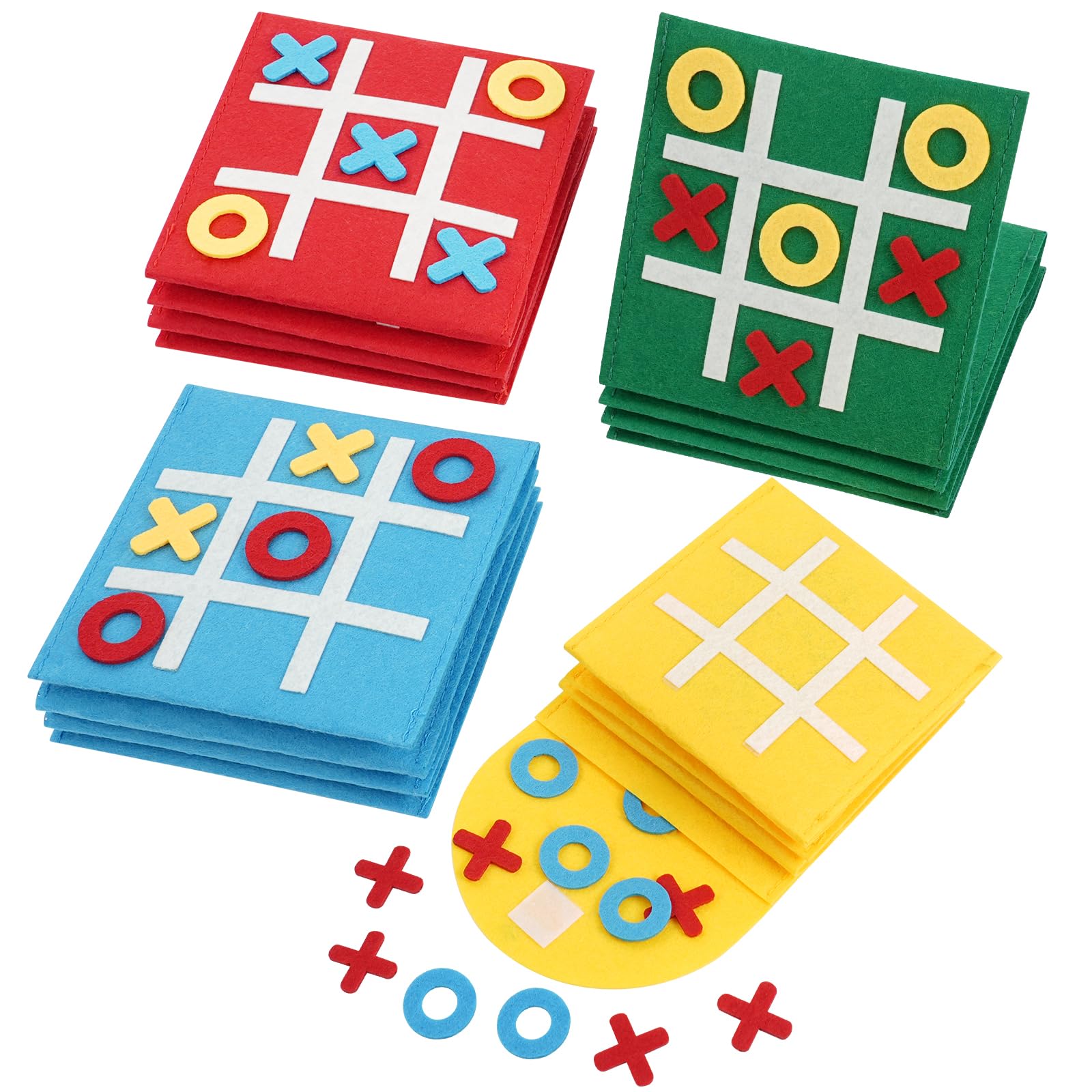 Tres en Raya Niños Animales Pack 16, Mini Juego de Mesa de Fieltro, Regalos Alumnos Primaria, Detalles Cumpleaños Niños, Juego de Viaje, Multicolor