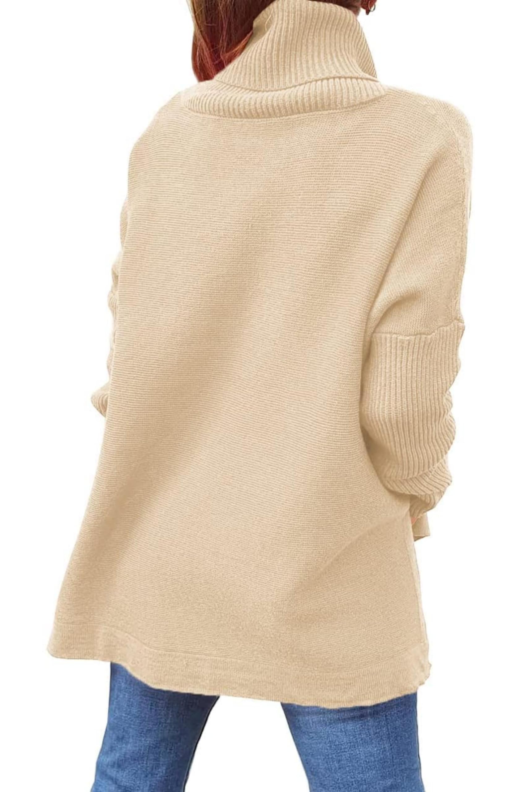 Jhsnjnr Damski sweter z dzianiny, ciepły, elegancki sweter, długi golf