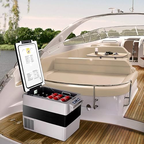 Miniatura 8 de COSTWAY - Refrigerador eléctrico de coche de 12 V24 V con 3 niveles, pantalla LCD, diseño a prueba de golpes, nevera de viaje RV para el hogar,