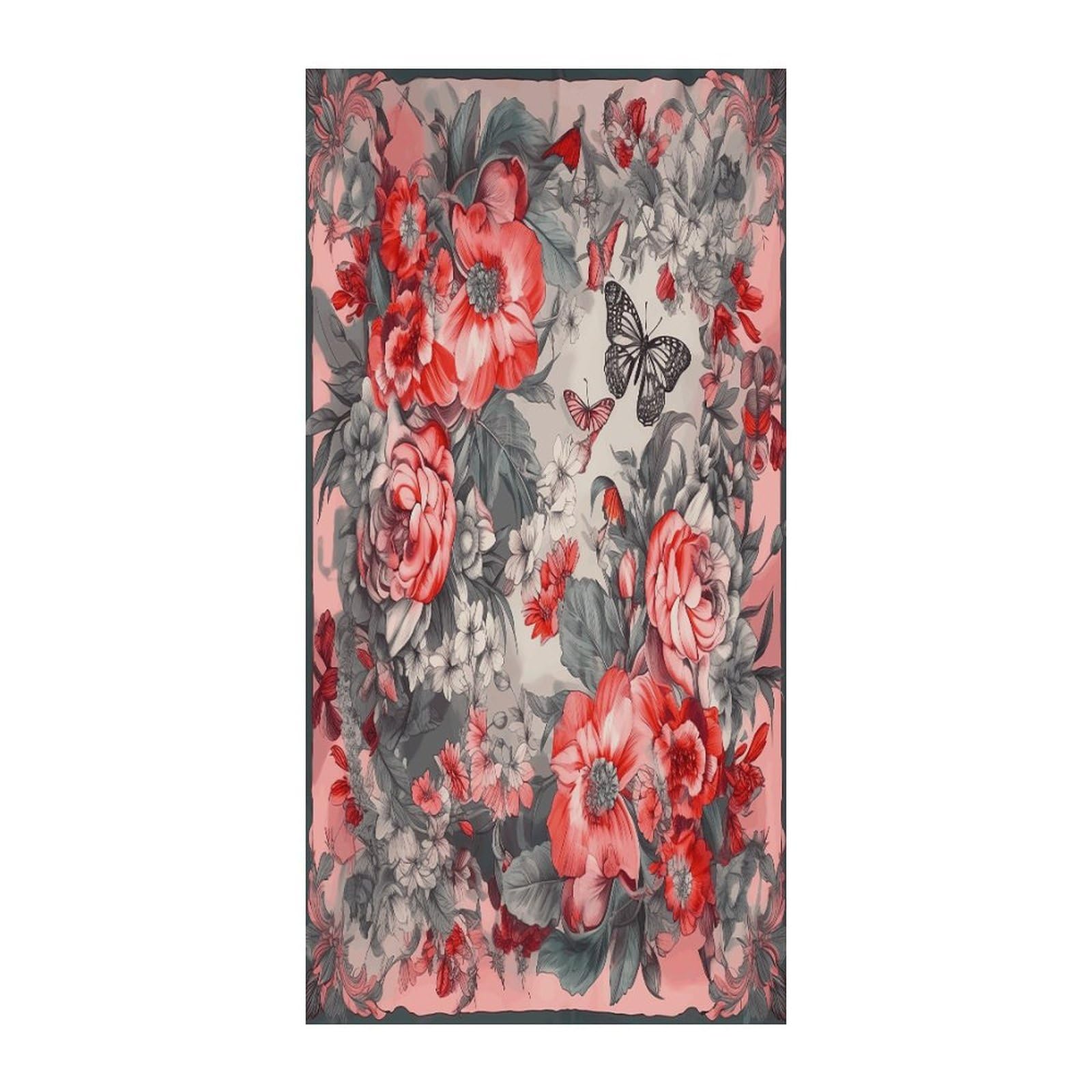 Fekiloot Style Gray Butterfly Pattern Door Curtain Room Divider Curtains