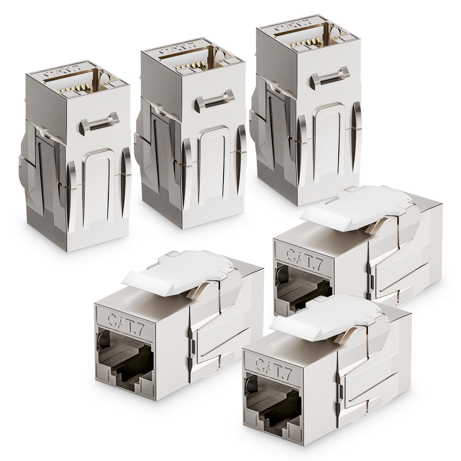 LEENUE 6 Stück Geschirmt keystone rj45 kupplung Cat7, 10Gbps/600MHz, Vergoldet Keystone Modul für CAT7 CAT6A CAT6 Verlegekabel, rj45 buchse für Patch Panel, Netzwerkdose.