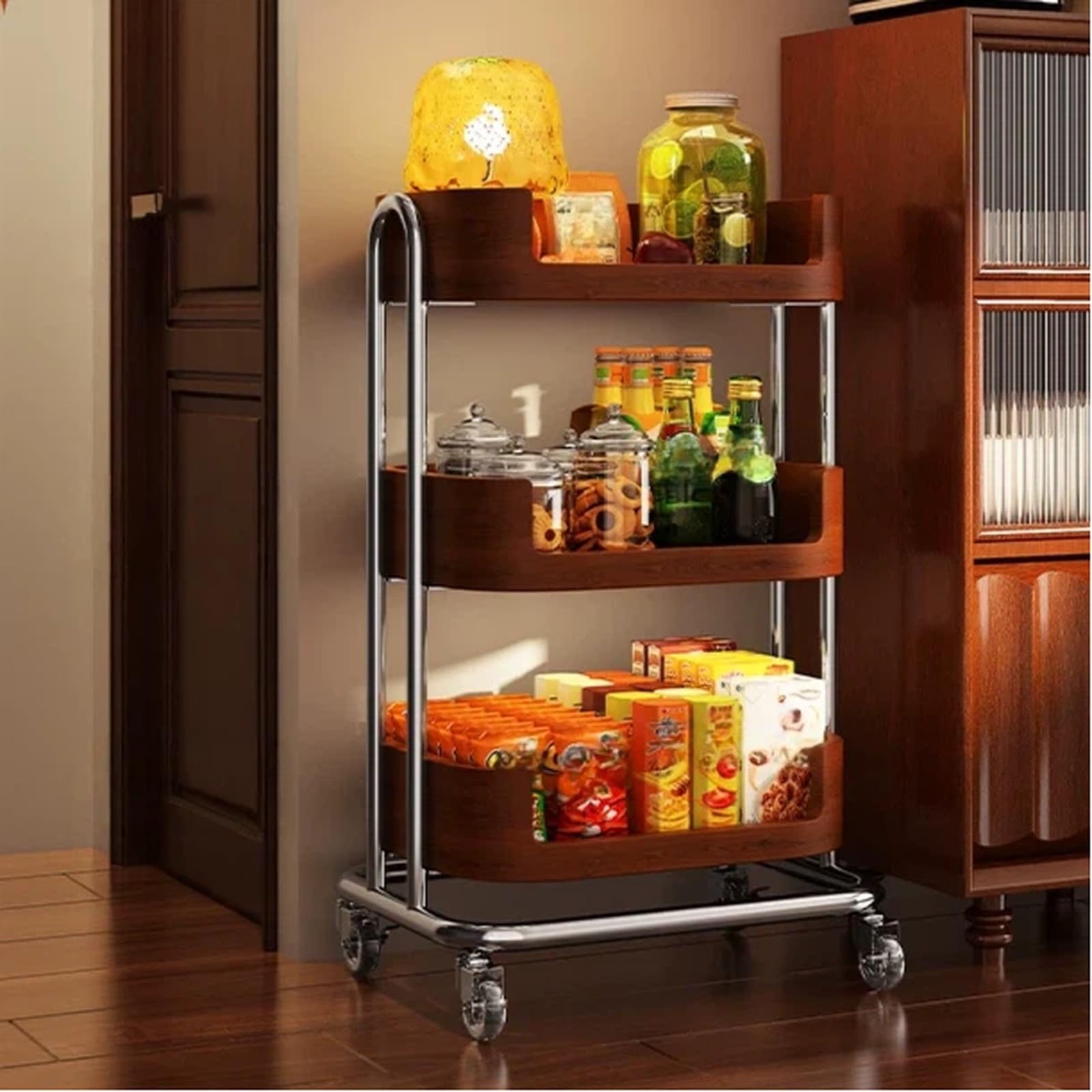 huanglyc-232 Carrito de refrigerios móvil y Mesa Auxiliar, Estante Almacenamiento Frutas Verduras for Cocina rodante Carro Utilitario