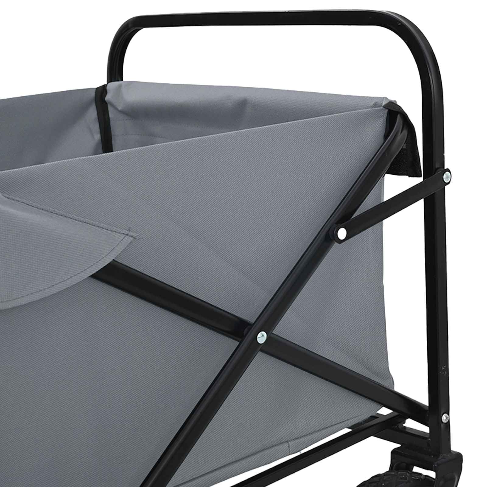 Klapp-Handwagen Grau 94 x 53 x 99 cm Oxford-Stoff mit verstellbarem Griff, stabilem Metallrahmen, leisen 360° Rädern, belastbar bis 200 kg, ideal für Transport, Umzüge, Lager, Garten