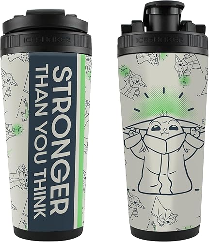 WinCraft Coctelera de hielo de acero inoxidable 4D de 26 oz Star Wars The Mandalorian más fuerte