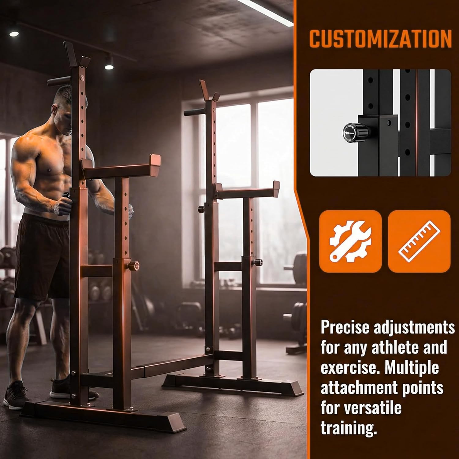 BARWING 49IN Rack For Bench Press Stand ,Barbell Rack Stand - Adjustable Multi-Functional Squat Barbell Stand for Weight Bench Press, weight bench rack, Easy to Assemble 350LBS Adjustable Squat Rack Stand