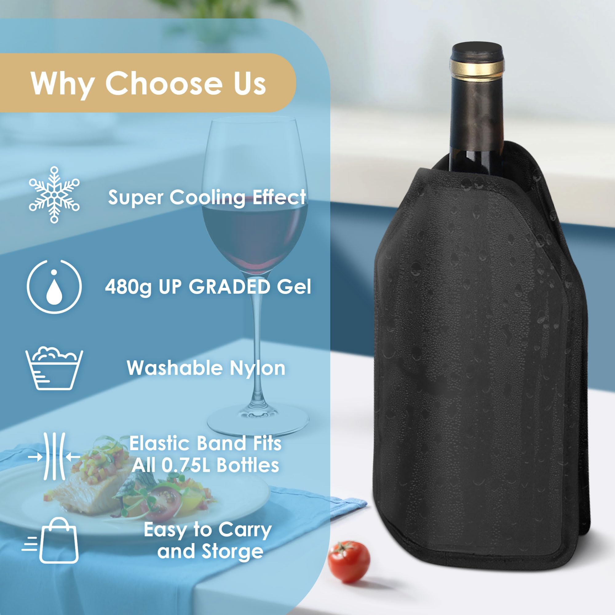 Gimars 2 Borsa Raffredda per Bottiglie Spumante Champagne Vino,Sacco Termico Refrigeratore per Vini,Fascia Raffreda Bottiglie Elastica,Manicotto Refrigerante per Bevande Birra Vino Viaggio Feste
