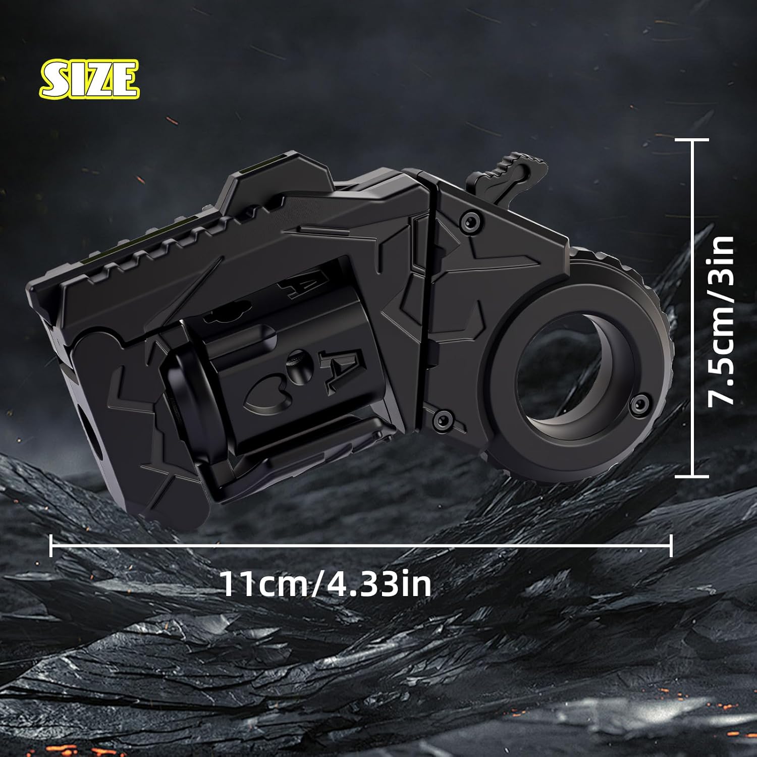 Metal Fidget Toys Gun for Adults - Alloy Fidget Gun Cool Fidget Spinner Gun Slider Dual Form Transformable Stress Relief EDC Desk Toy (Black)
