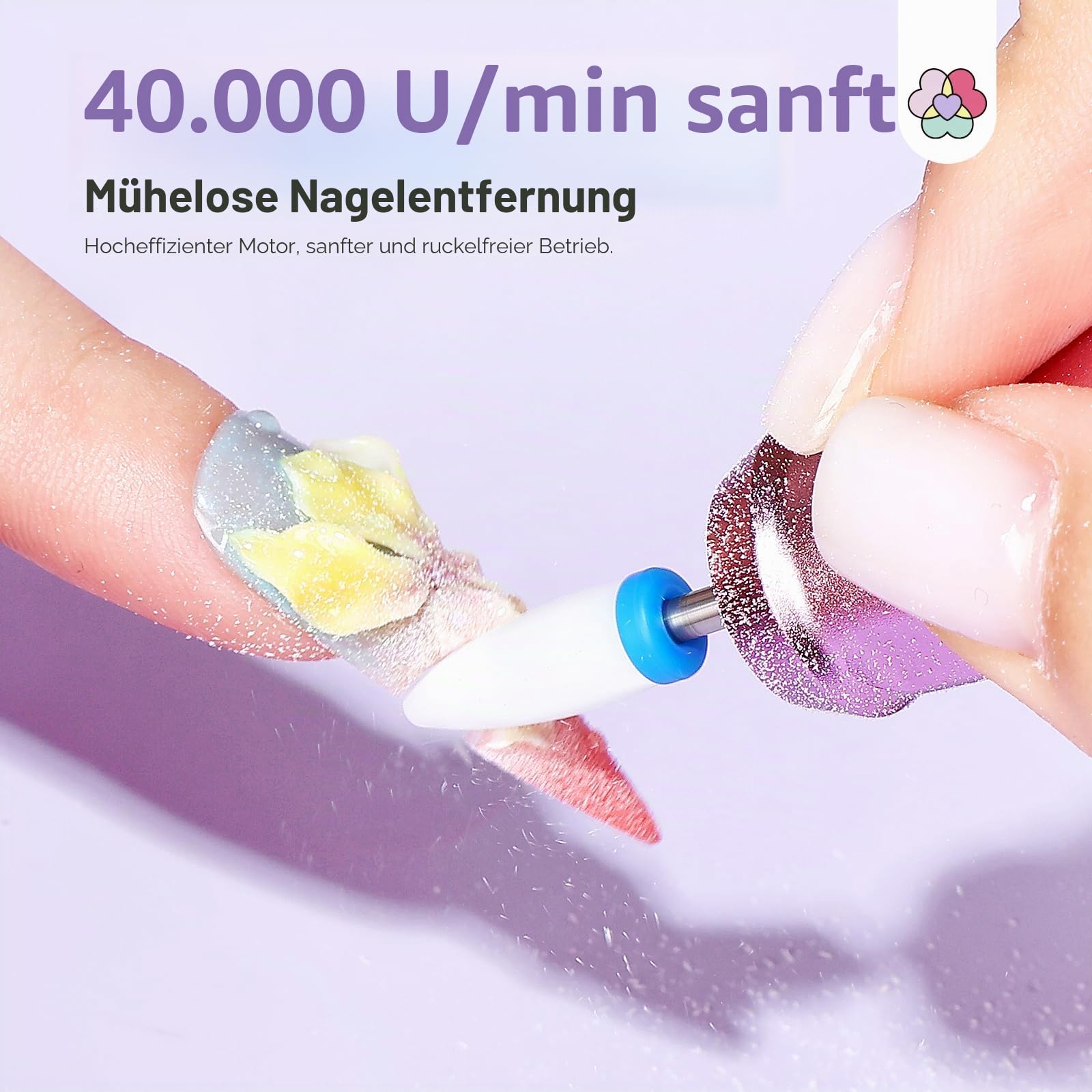 SAVILAND Nagelfräser Professionell 40000 U/min, 12 in 1 Tragbare Wiederaufladbare Elektrische Nagelfeile für Acrylnägel Gelnägel mit LCD-Display, Maniküre Pediküre Verlauf Lila