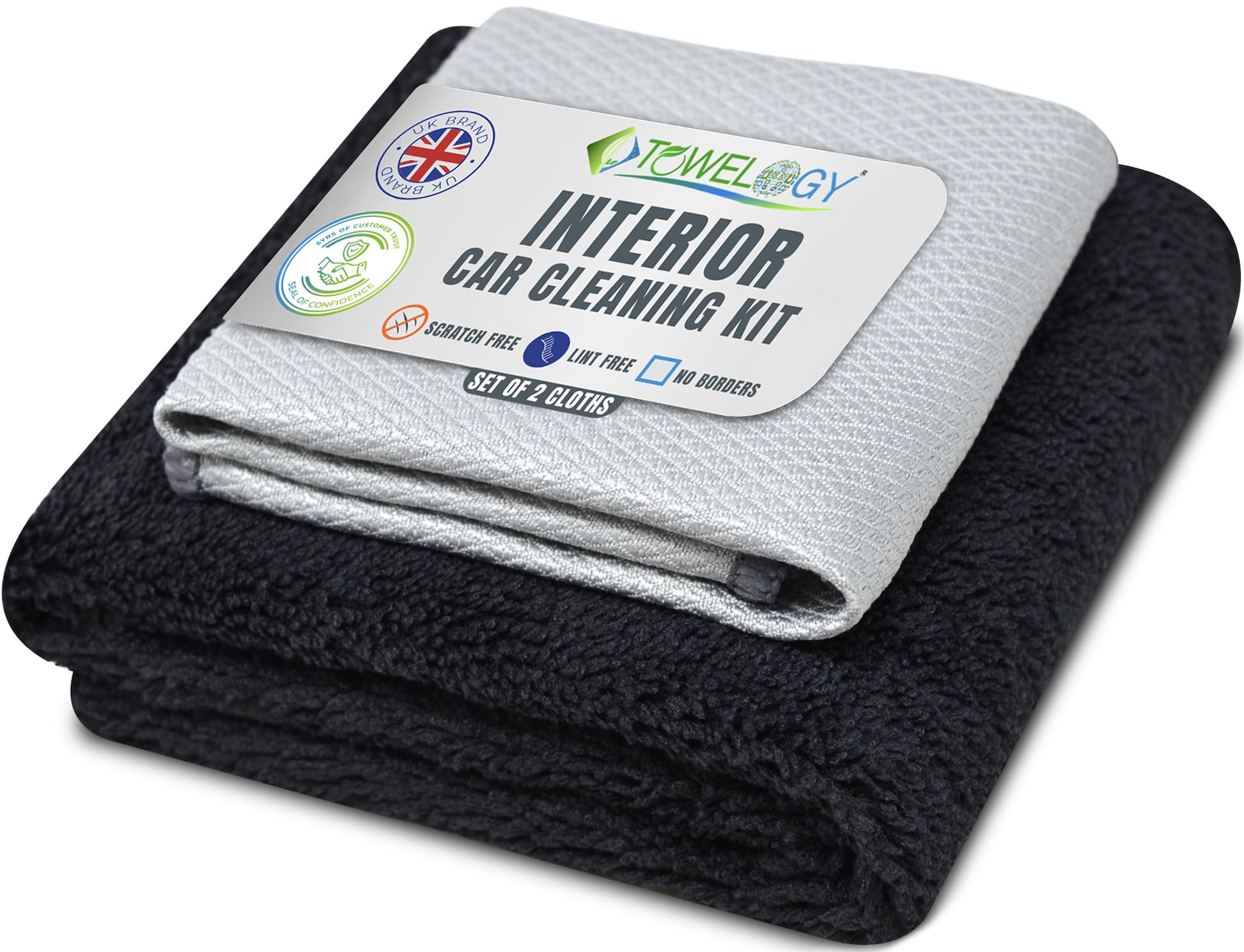 Towelogy Black Towelogy® G54 Deluxe Car Interior Cleaning Cloths Microfibre Window & Dashboard Cloths For Interiors (Black)