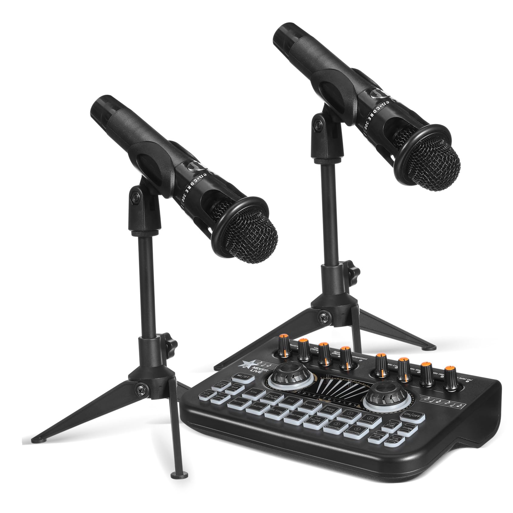 E300 Podcast Geräteset mit Doppelmikrofon und X3 Soundkarte | Streaming und Gaming, Schwarz, 1 Satz, Metall und Kunststoff, Benutzerfreundliche Oberfläche