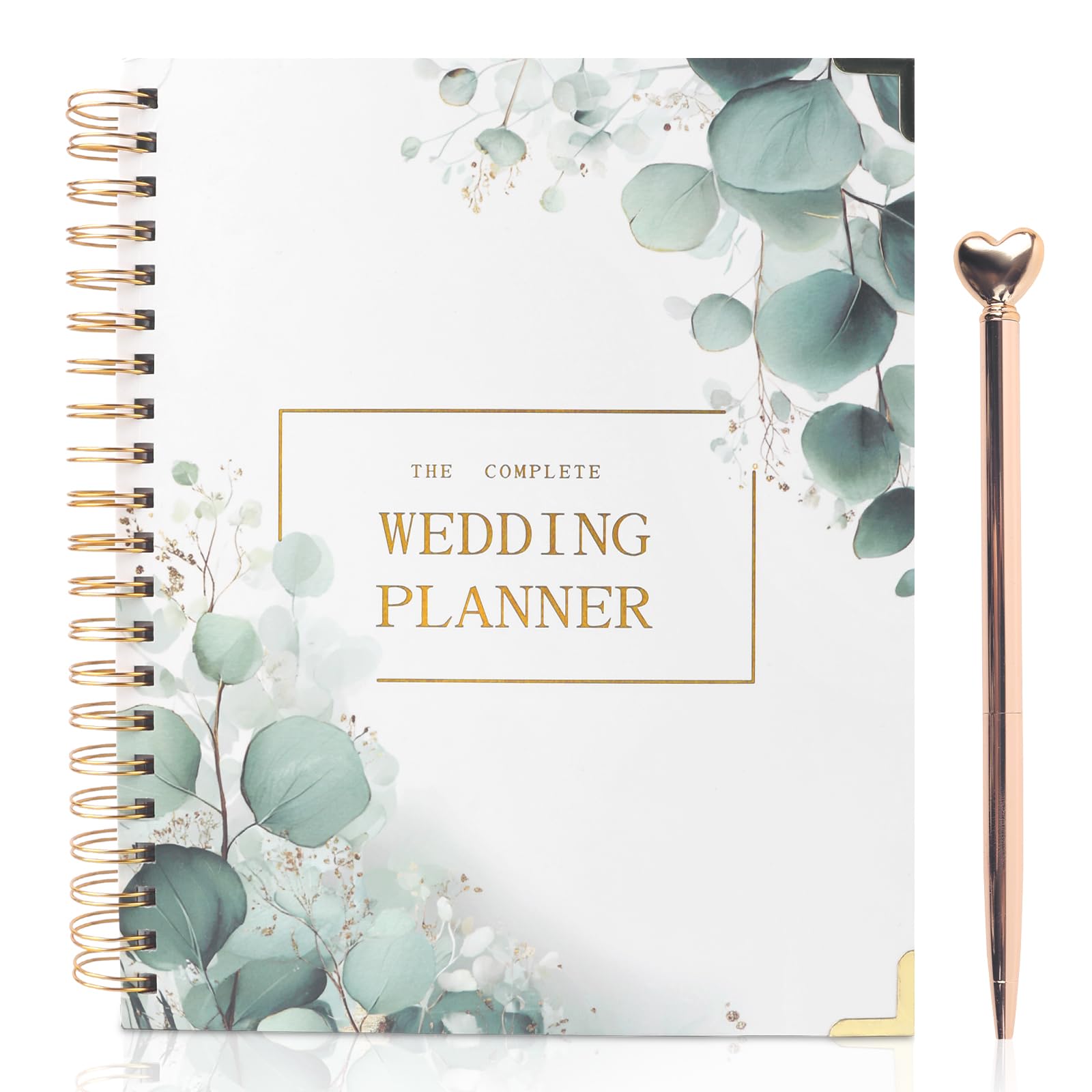 Wedding Planner Book Organiser, Green Wedding Planning Book With 5 Section Guiding Pages,Personalised Countdown Notebook,Engagement Gifts for Couples