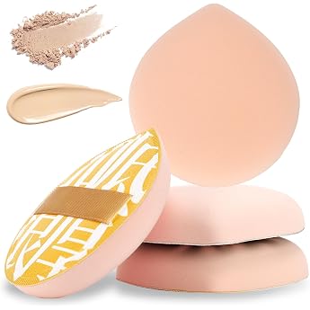 Pack of 2 Large Powder Puff Foundation Cushion Makeup Sponge Washable Soft Sponge Powder Puff Reusable Makeup Sponge for Loose Powder Liquid Cosmetics