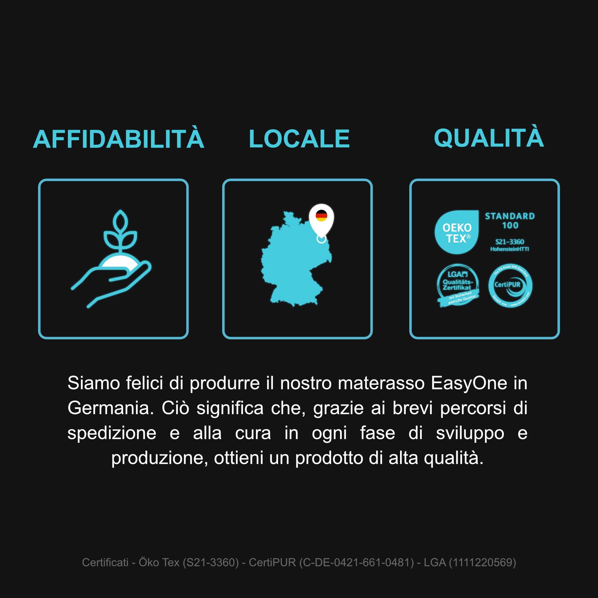 BMM materasso easyone 80x200 cm/Sistema ibrido a 5 strati/il nucleo a molle insacchettate incontra la schiuma/ortopedico a 7 zone Altezza del materasso 22 cm/Materassi Sviluppo prodotti in Germania…