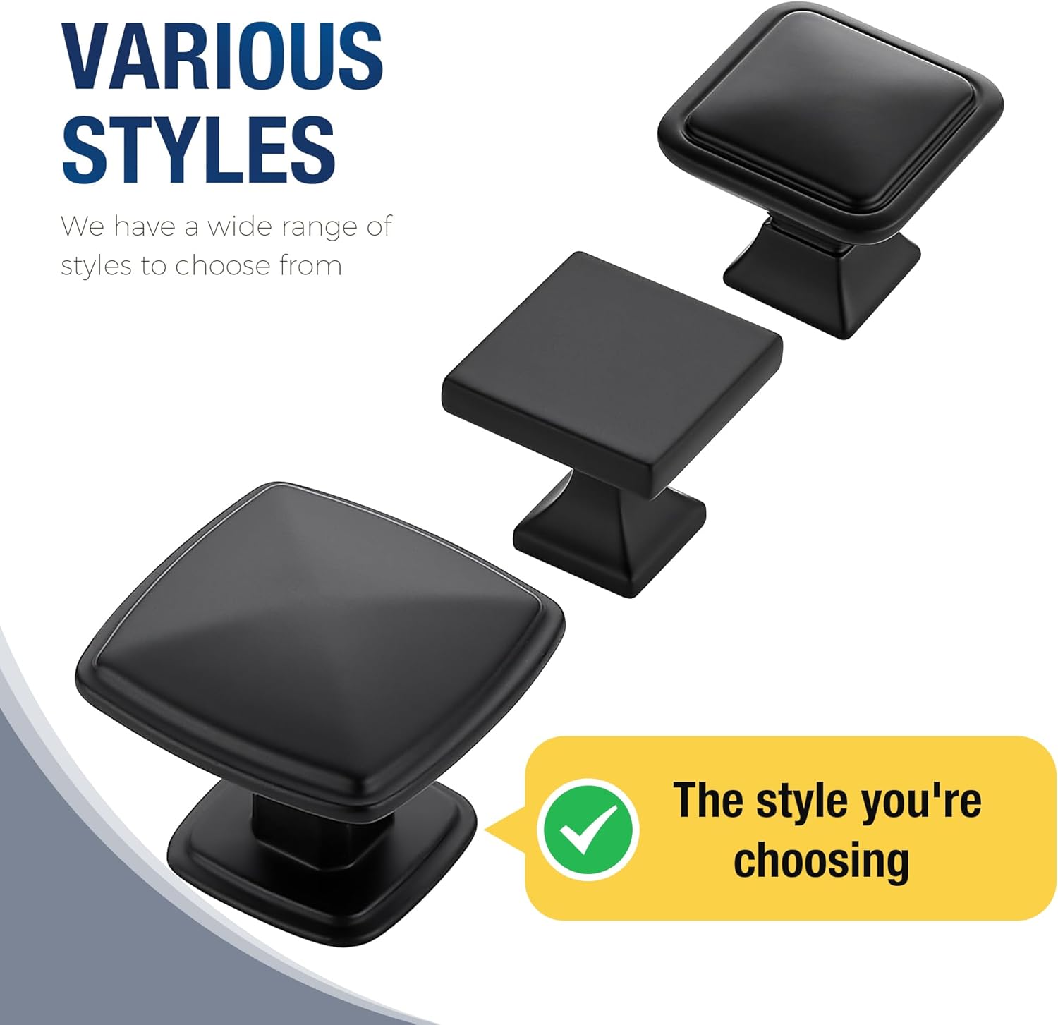 JOY DECOR 30 Pack Black Square Cabinet Knob Kitchen Cabinet Knobs Single Hole Knobs for Cabinets and Drawers Black Drawer Knobs