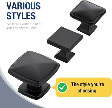 JOY DECOR Matte Black Cabinet Knobs Drawer Knobs, Single Hole, 10 Pack